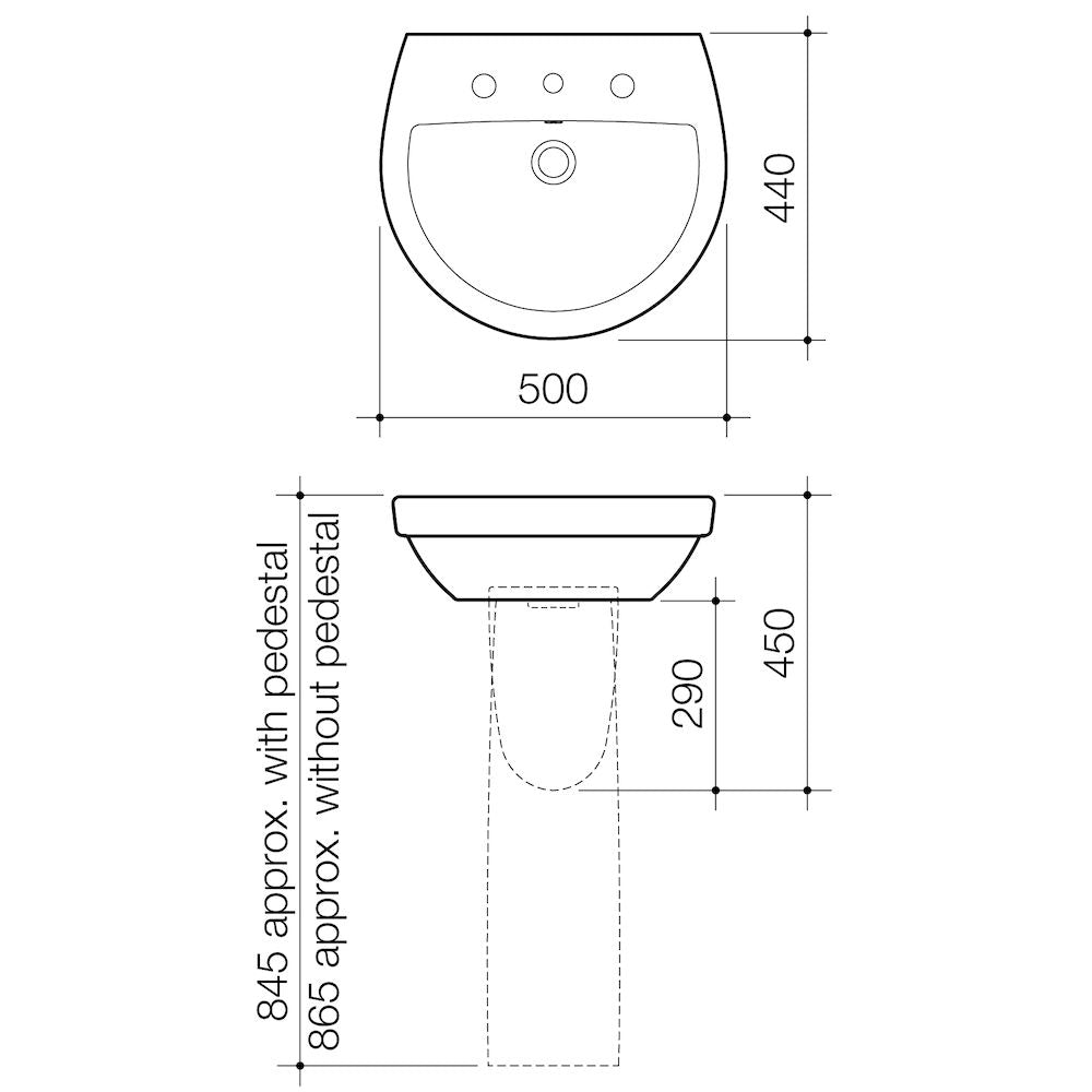 Caroma Cosmo Wall Basin - 1TH