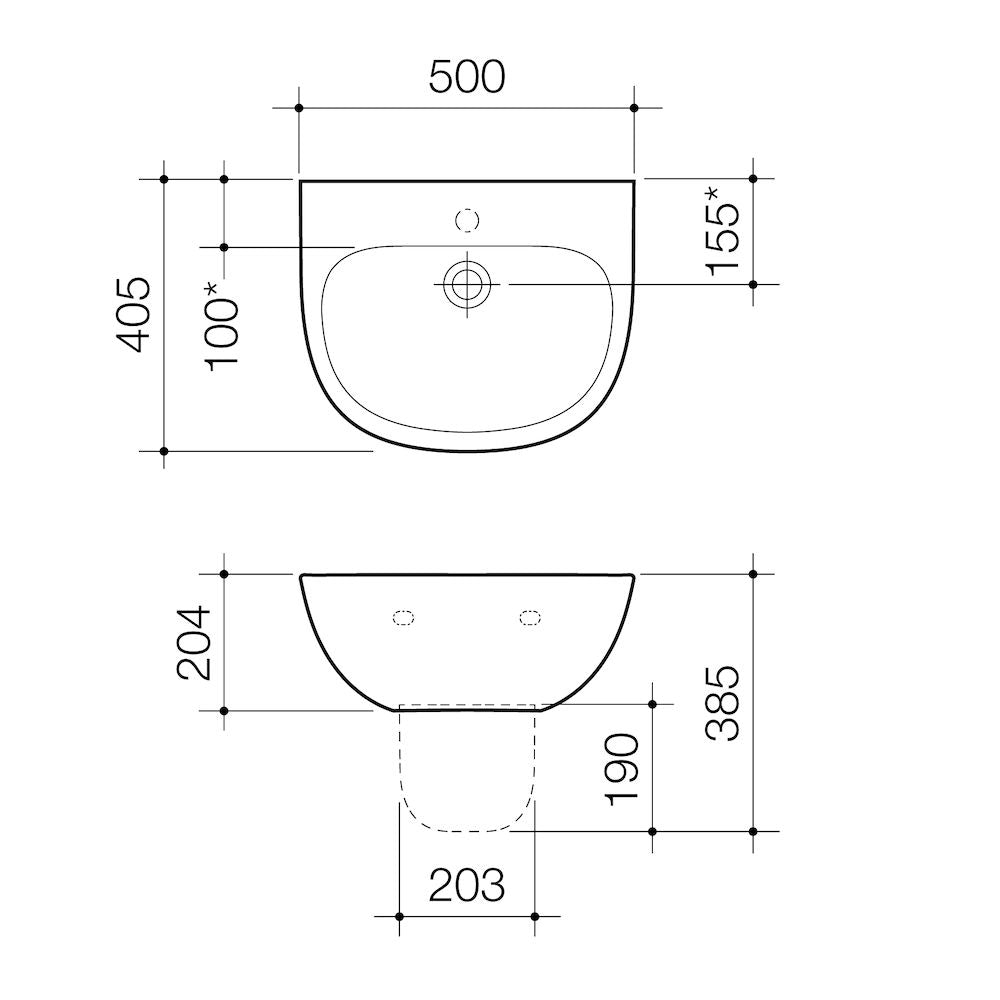 Caroma Care 500 Wall Basin (with GERMGARD®) - 1TH