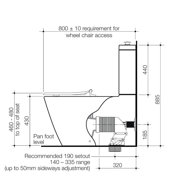 Caroma Care 800 Cleanflush® Wall Faced Toilet Suite - Caravelle Care SF SB - with GermGard®