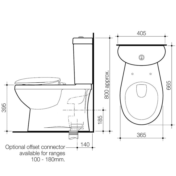Caroma Profile II Close Coupled Suite - S Trap, Std seat