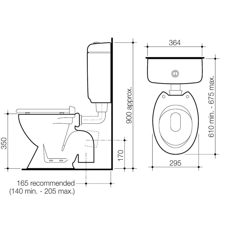 Caroma Junior 200 Connector (P Trap) Suite