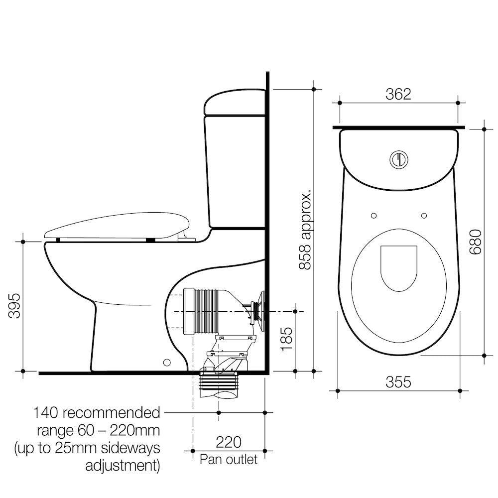 Caroma Leda Wall Faced Suite with Pedigree II Soft Close Seat