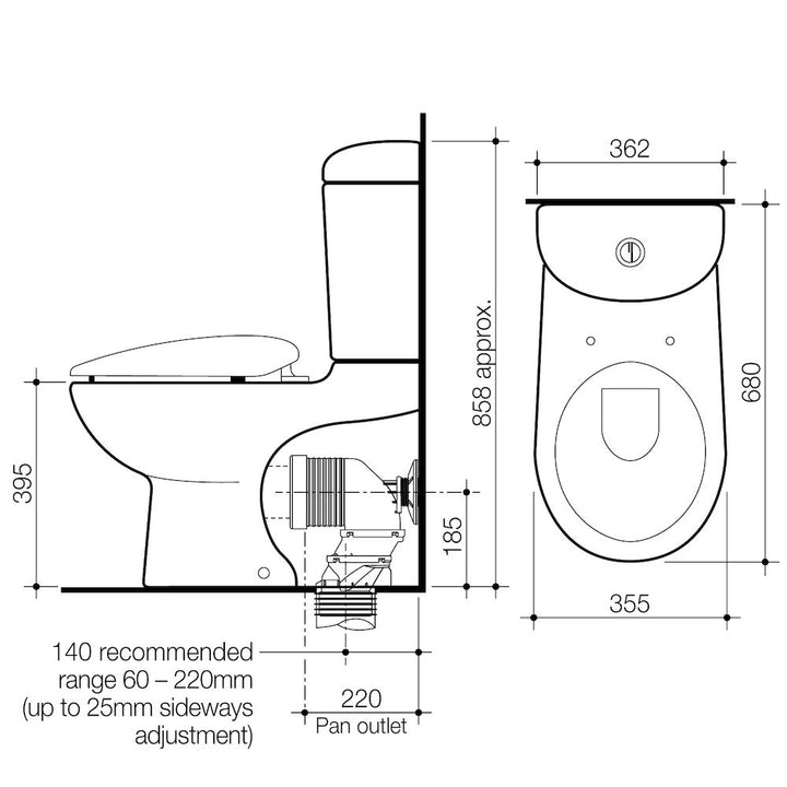 Caroma Leda Wall Faced Suite with Pedigree II Soft Close Seat