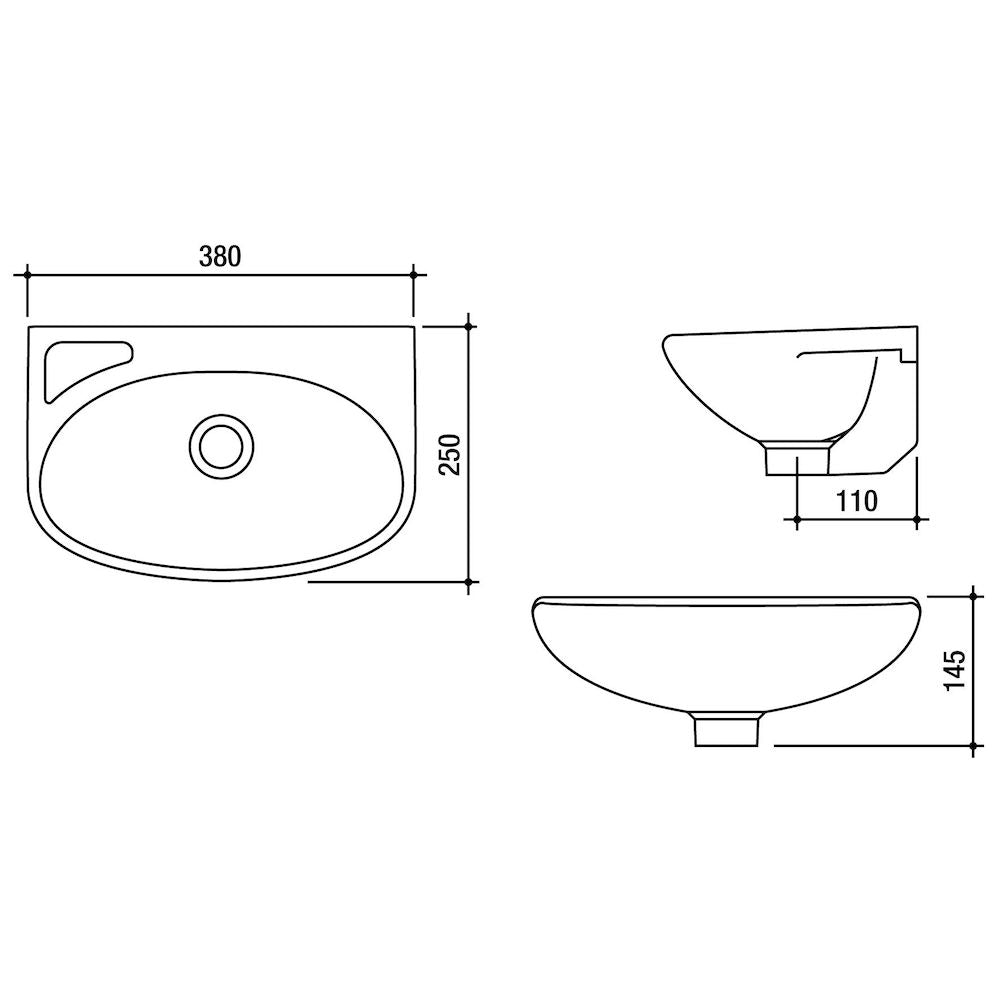 Stylus Symphony Mini Wall Basin - 1TH RH