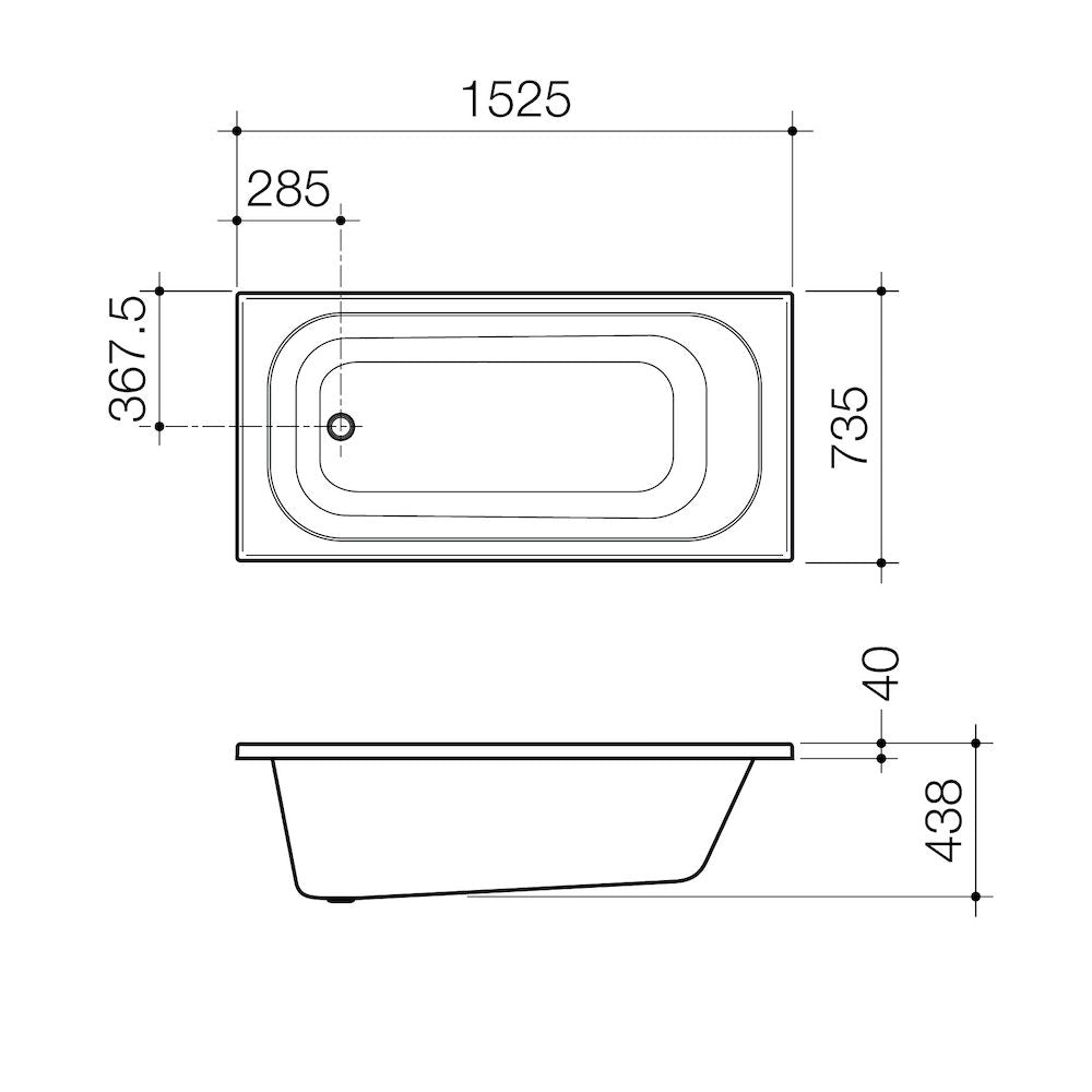 Caroma Luna 1525 Four Tile Flange Bath