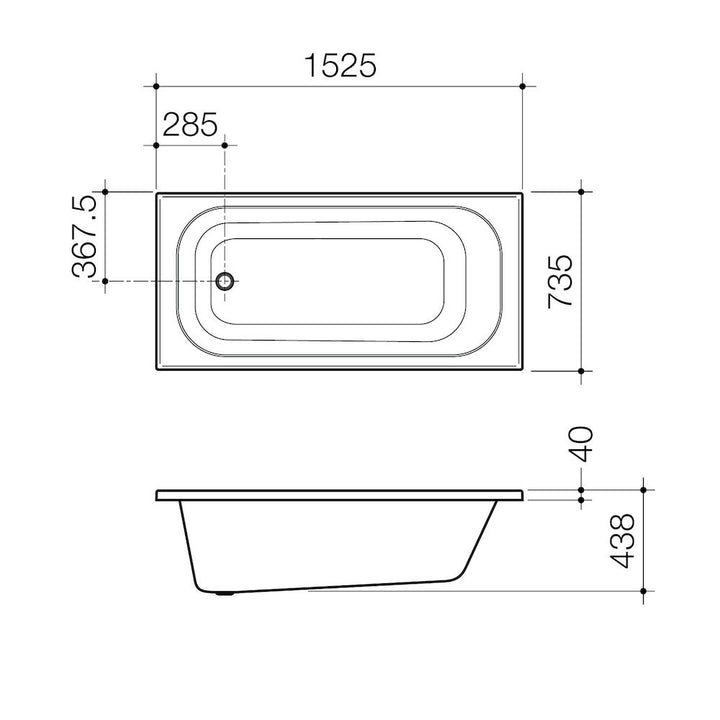 Caroma Luna 1525 Four Tile Flange Bath