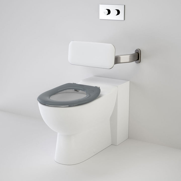 Caroma Leda Care Invisi Series II® Wall Faced Suite with Backrest and Caravelle Care Single Flap Seat - Anthracite Grey
