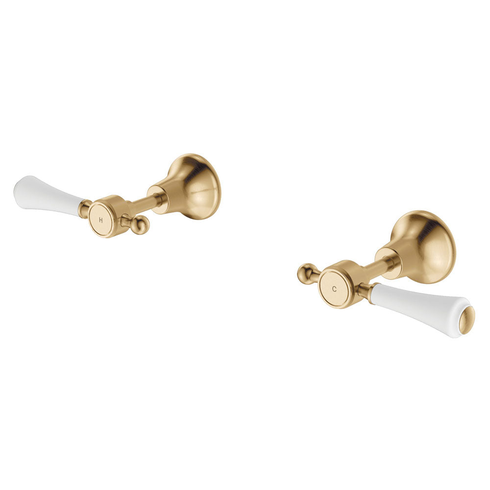 Fienza Lillian Lever Wall Top Assembly Urban Brass White Handle