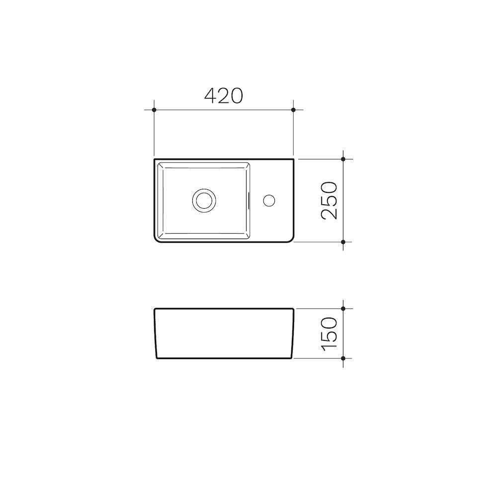 Clark Square Hand Wall Basin (1 Tap Hole)