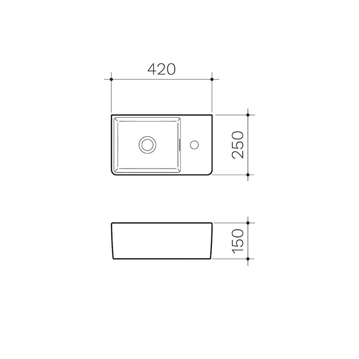 Clark Square Hand Wall Basin (1 Tap Hole)