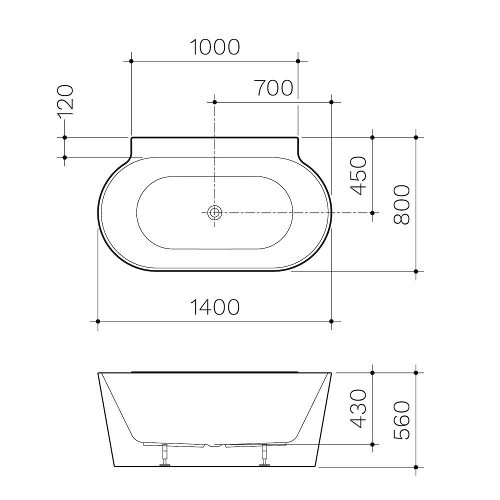 Clark Round Back to Wall Freestanding Bath 1400mm (No Overflow)