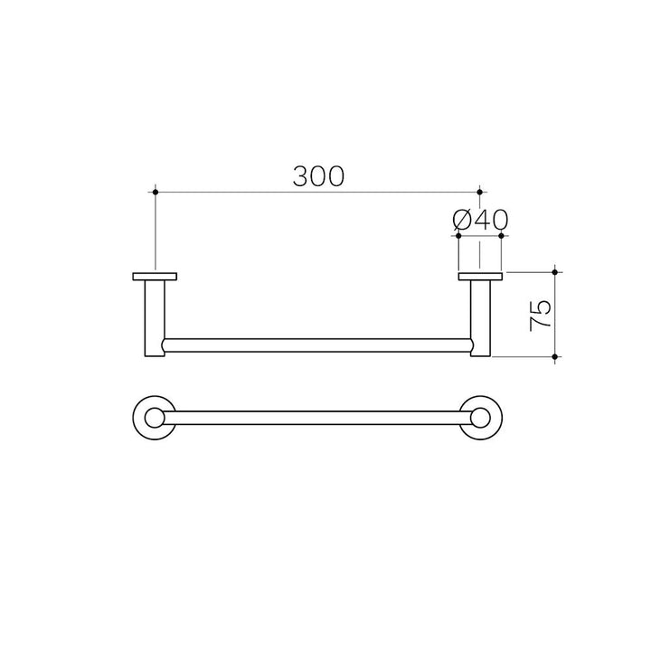 Clark Round Single Towel Rail 300mm - Matte Black