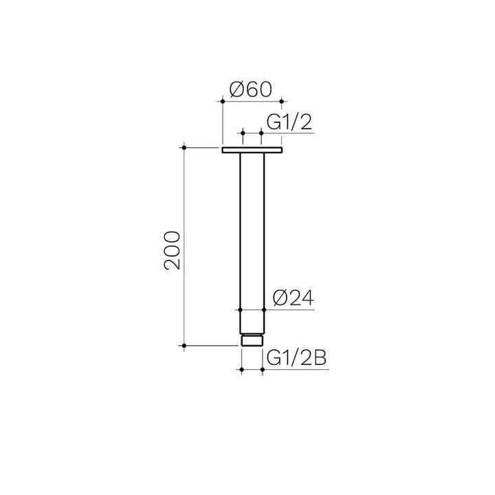 Clark Ceiling Arm 200mm - Chrome