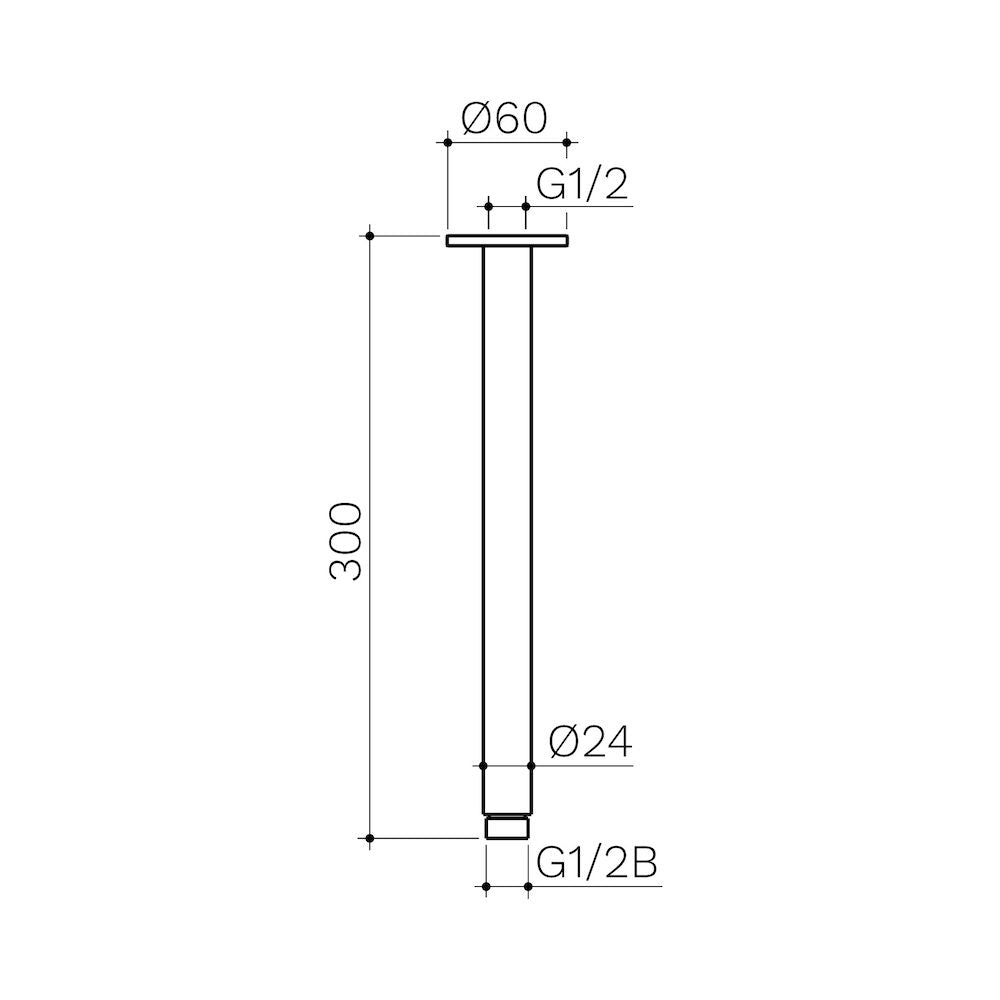 Clark Ceiling Arm 300mm - Matte Black