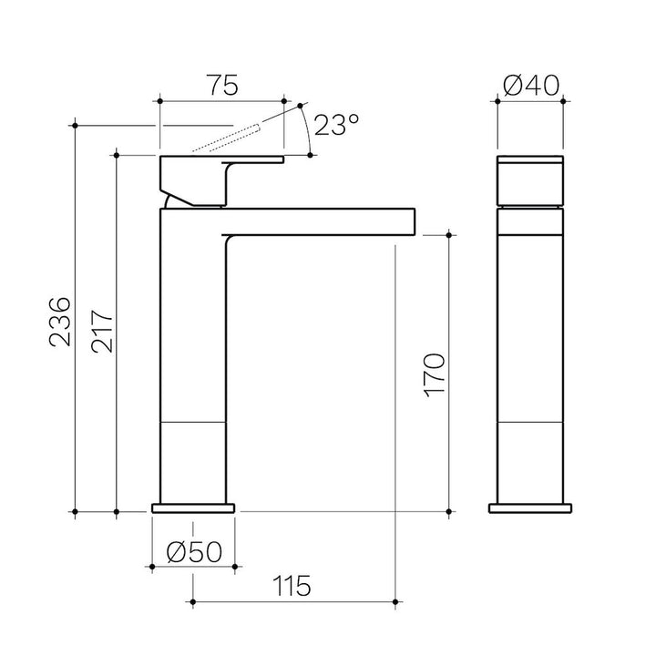 Clark Round Square Tower Basin Mixer - Chrome