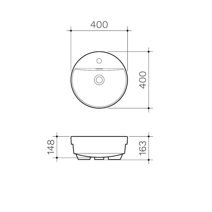 Clark Round Semi Recessed Basin 400mm (1 Tap Hole)