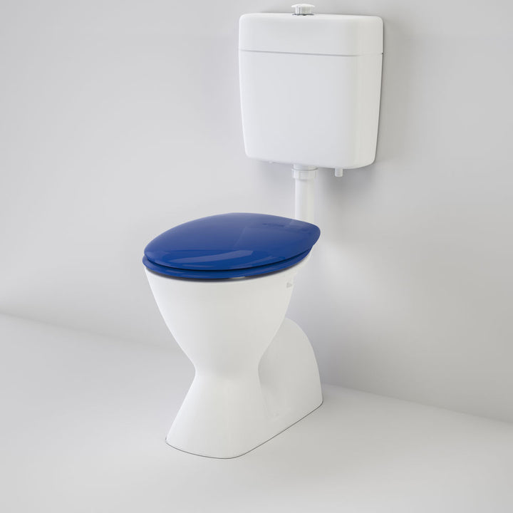 Caroma Cosmo Care V2 Connector (S Trap) Suite with Caravelle Care Double Flap Seat - Sorrento Blue