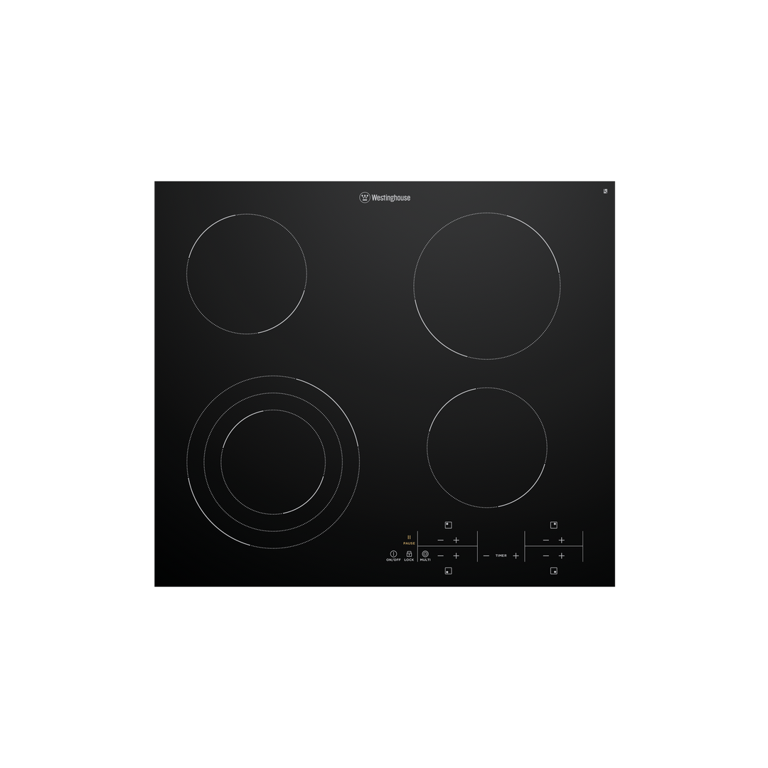 WESTINGHOUSE 60 CM CERAMIC COOKTOP TRIPLE ZONE 4 ZONE TOUCH
