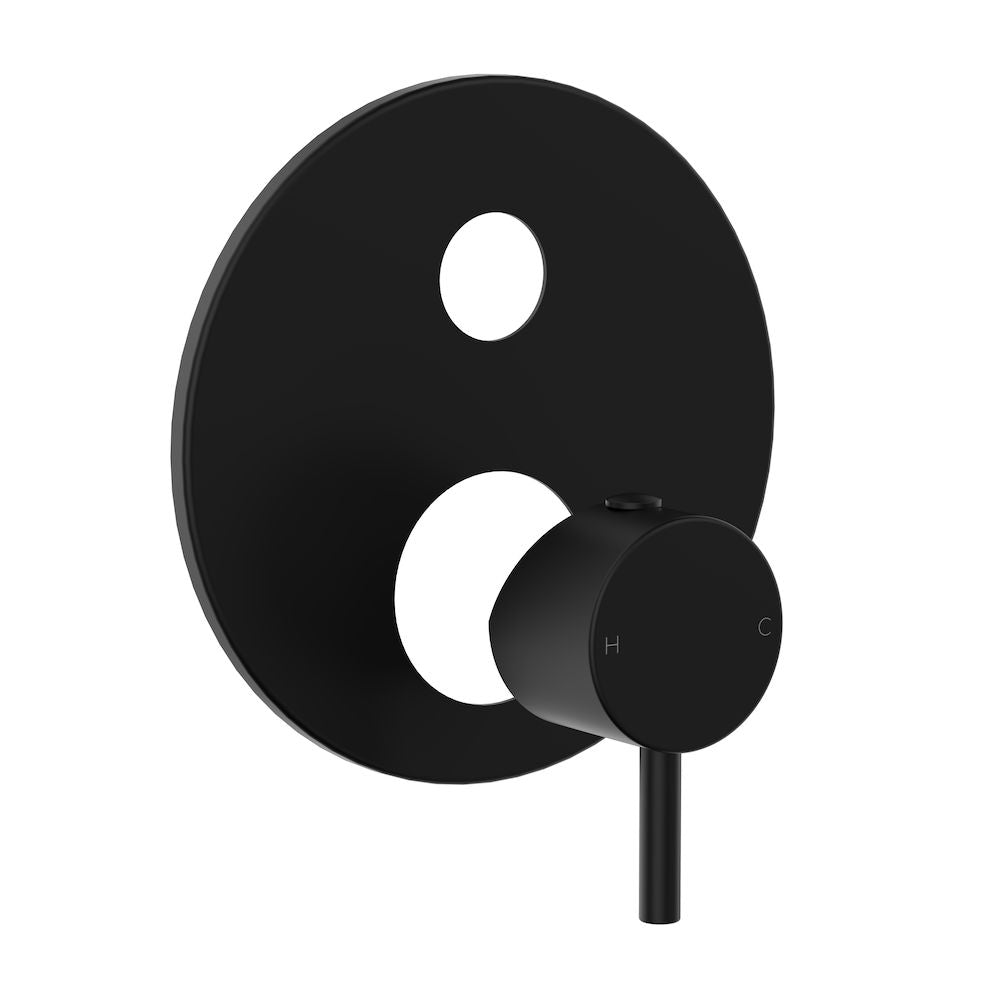 Clark Round Pin Wall Mixer with Diverter - Trim Kit - Matte Black