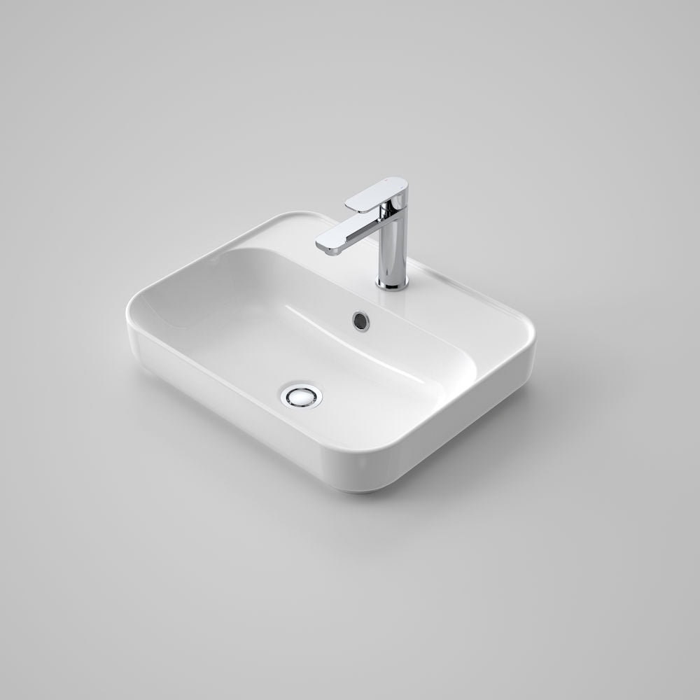Caroma Tribute Rectangle 500 Inset Basin 1 Tap Hole Overflow