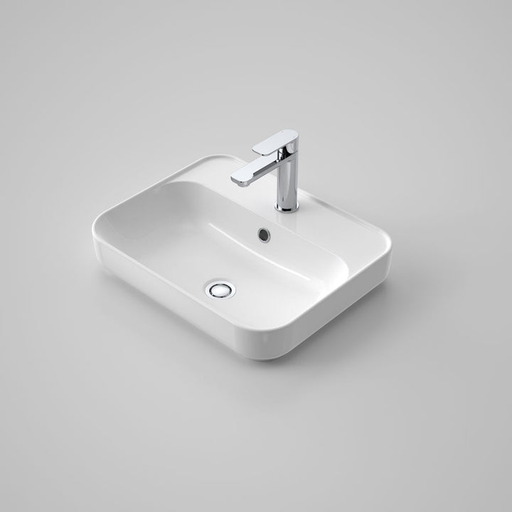 Caroma Tribute Rectangle 500 Inset Basin 1 Tap Hole Overflow