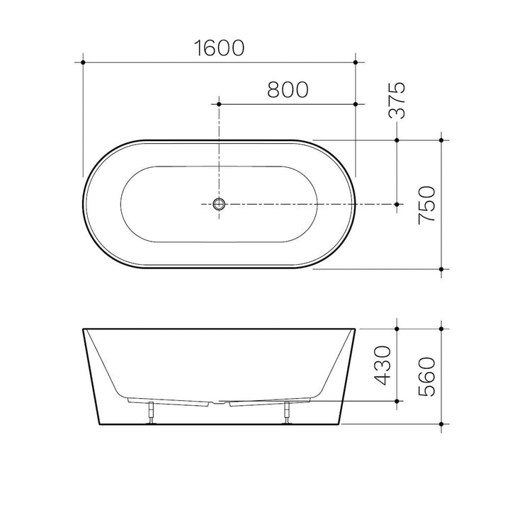 Clark Round Freestanding Bath 1600mm (with Overflow)