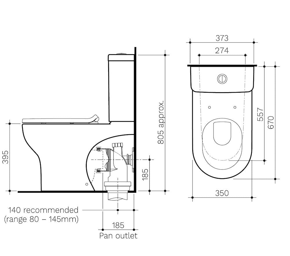 Clark Round Back To Wall Toilet Suite - Back Entry (Slimline Seat)