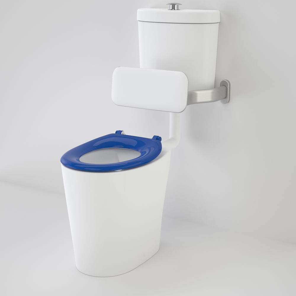 Caroma Care 610 Cleanflush Connector P Trap Suite with Backrest and Caravelle Single Flap Seat Sorrento Blue