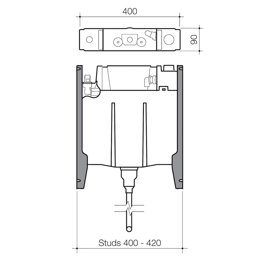 Caroma Invisi Series II® Cistern - Induct/Inwall/Inceiling - Urinals - Single Flush