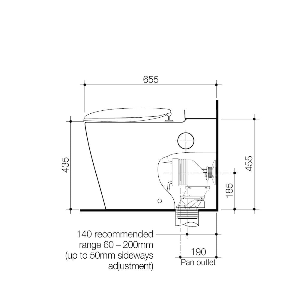 Caroma Care 660 Wall Faced Close Coupled Easy Height BE Pan with Armrest Holes GermGard®