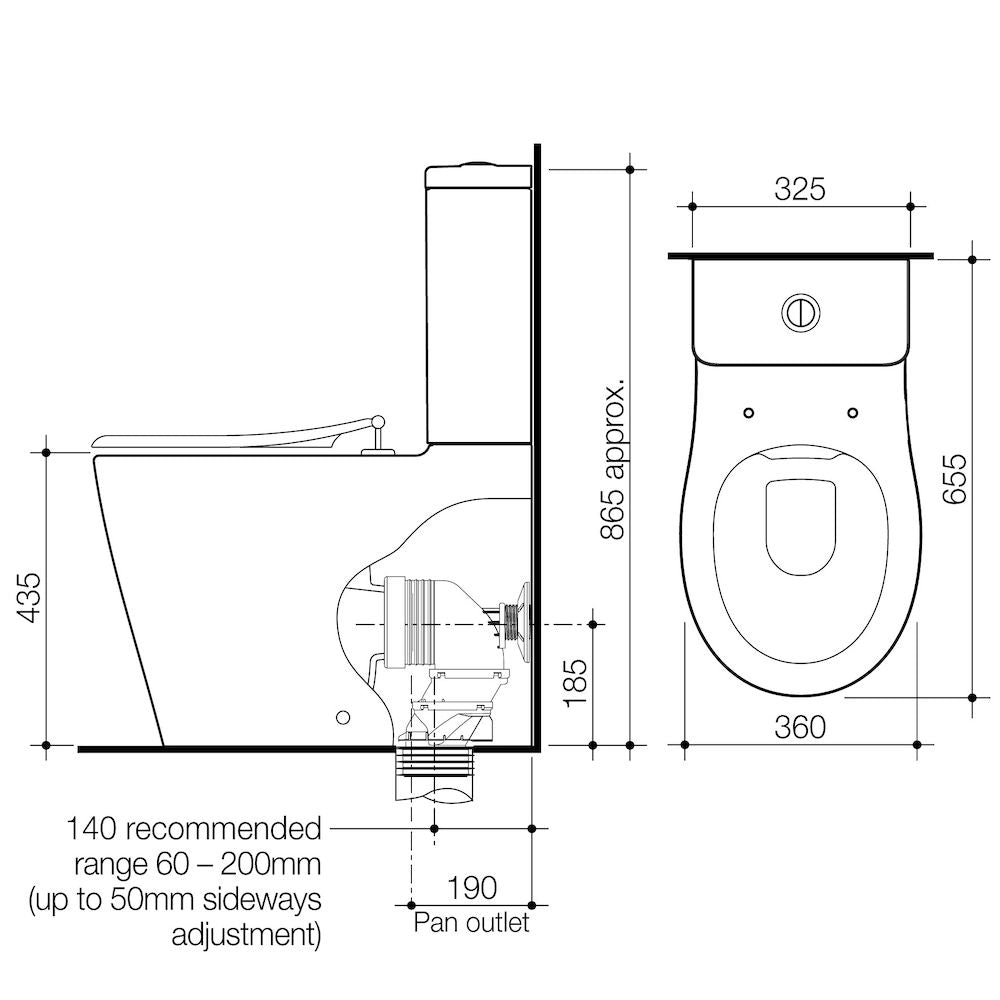 Caroma Care 660 Ambulant Cleanflush Easy Height BE Suite with Single Flap Seat Sorrento Blue - with GermGard®