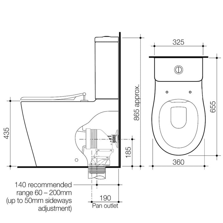 Caroma Care 660 Ambulant Cleanflush Easy Height BE Suite with Single Flap Seat White - with GermGard®