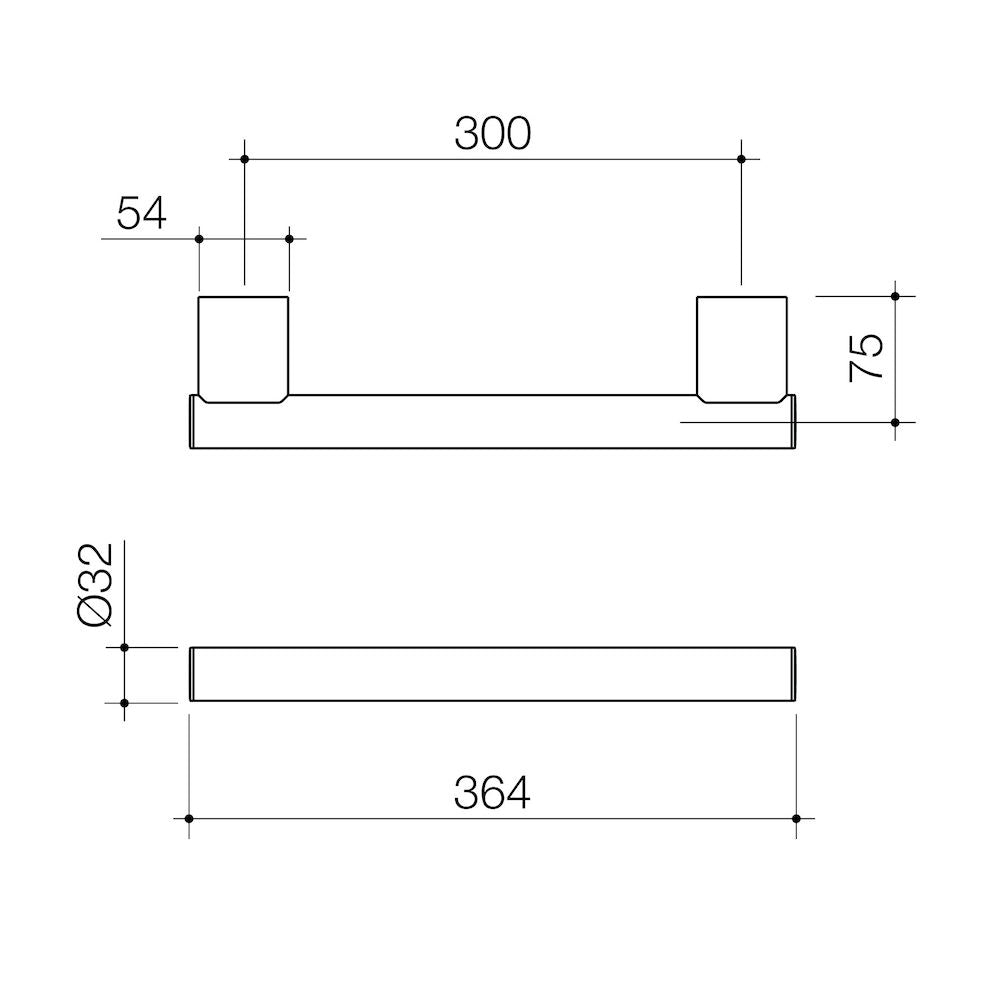 Caroma Opal Support Rail 300mm Straight - Matte Black
