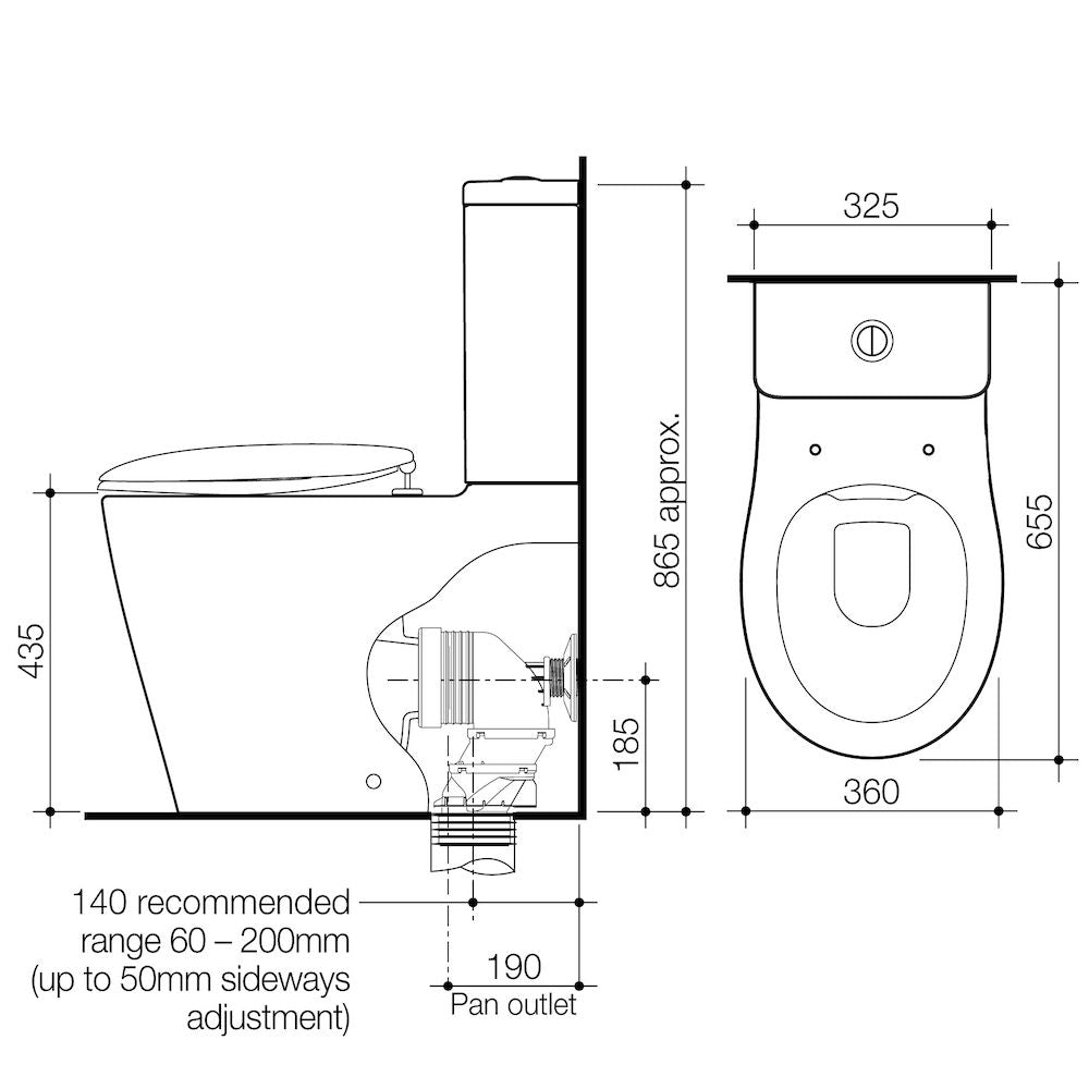 Caroma Care 660 Ambulant Cleanflush Easy Height BE Suite with Double Flap Seat White - with GermGard®