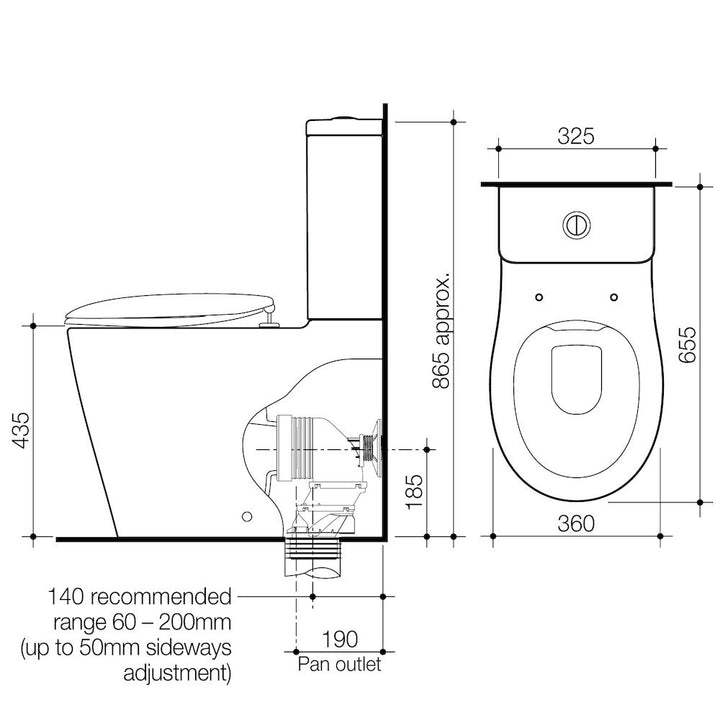 Caroma Care 660 Ambulant Cleanflush Easy Height BE Suite with Double Flap Seat White - with GermGard®