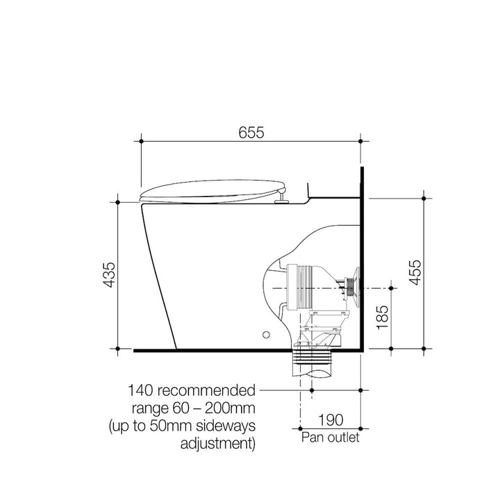 Caroma Care 660 Cleanflush Wall Faced Close Coupled Easy Height BI Pan with Uniorbital Connector GermGard®
