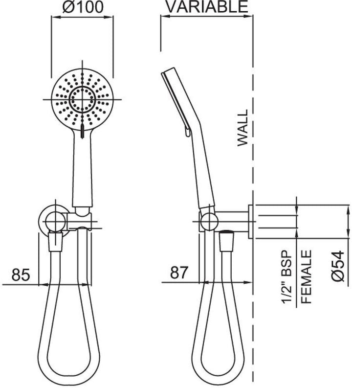 Methven KROME 100MM HAND SHOWER AIRSTREAM 3 FUNCTION CHROME