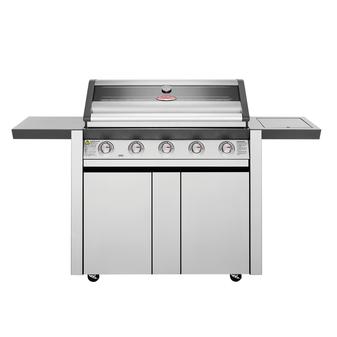 Beefeater Bbq & Trolley With Side Burner 1600 Series 5 Burner Stainless Steel