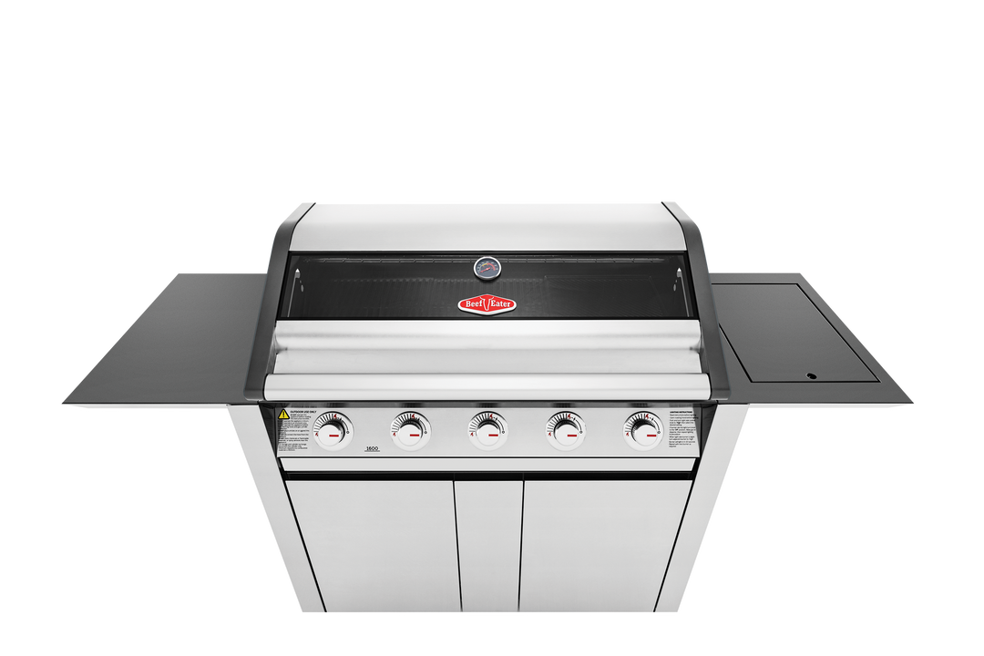 BEEFEATER BBQ & TROLLEY WITH SIDE BURNER 1600 SERIES 5 BURNER STAINLESS STEEL