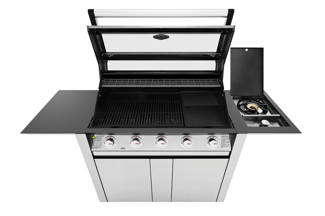 BEEFEATER BBQ & TROLLEY WITH SIDE BURNER 1600 SERIES 5 BURNER STAINLESS STEEL