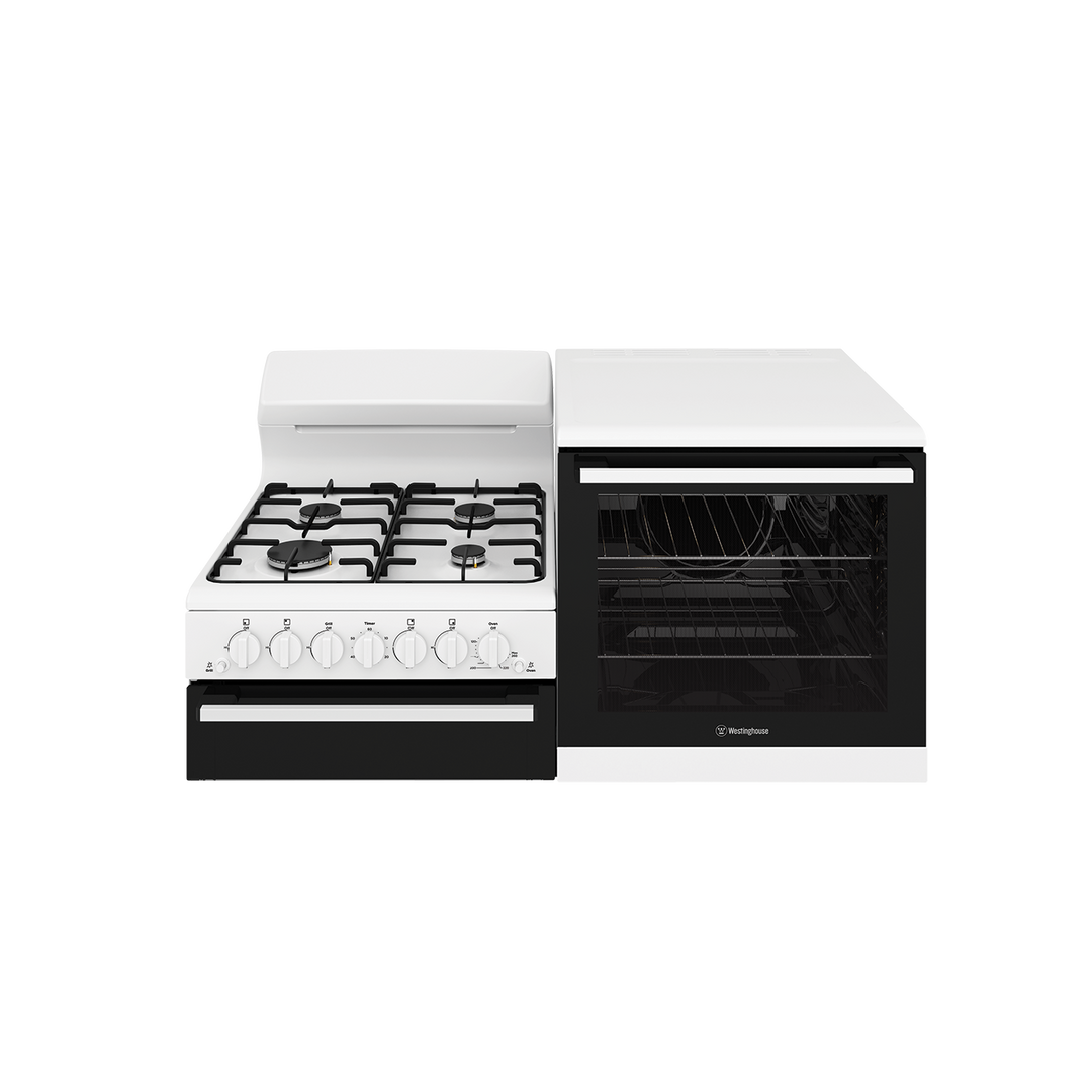 Westinghouse WDG110WCNG-L Elevated Gas Cooker Conventional Oven & Manual Ignition - Oven On Left Hand Side