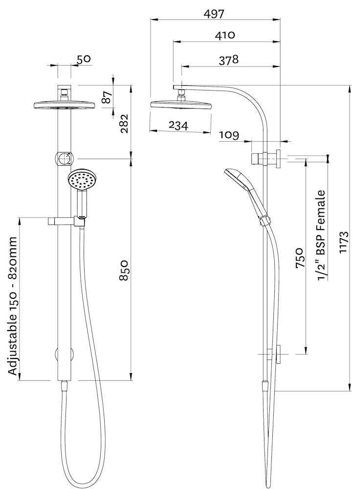 Methven KIRI MK2 SHOWER SYSTEM SATINJET CHROME