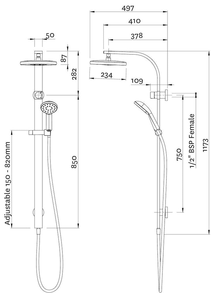 Methven KIRI MK2 SHOWER SYSTEM SATINJET CHROME