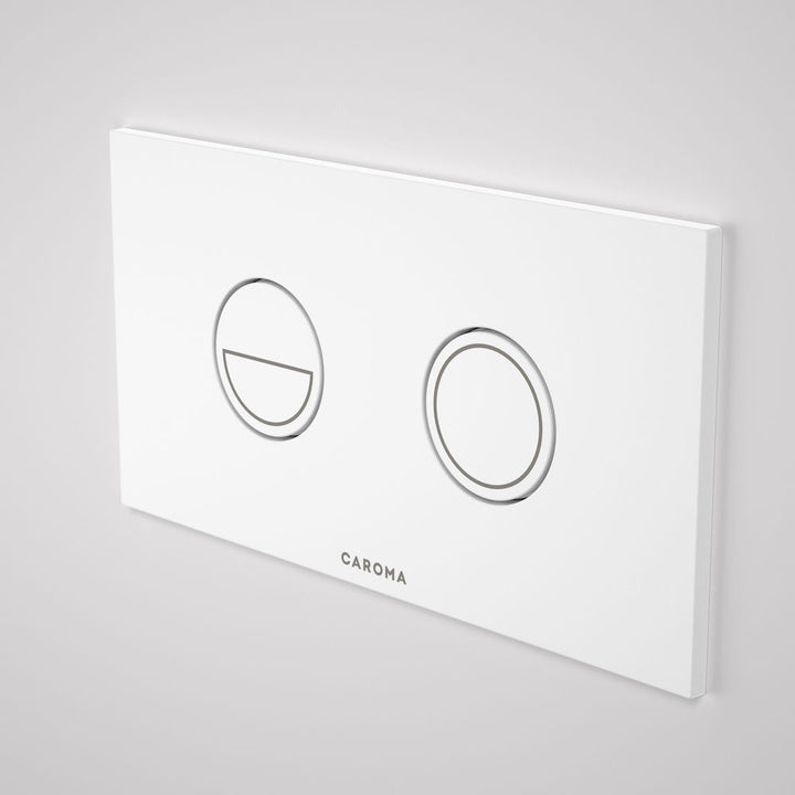 Caroma Invisi Series II® Round Dual Flush Plate & Buttons (Metal) White Buttons, White Plate