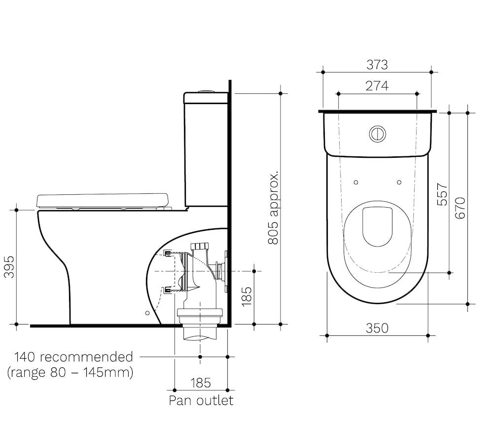 Clark Round Back To Wall Toilet Suite - Bottom Inlet (High Profile Seat)