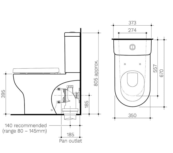Clark Round Back To Wall Toilet Suite - Bottom Inlet (High Profile Seat)