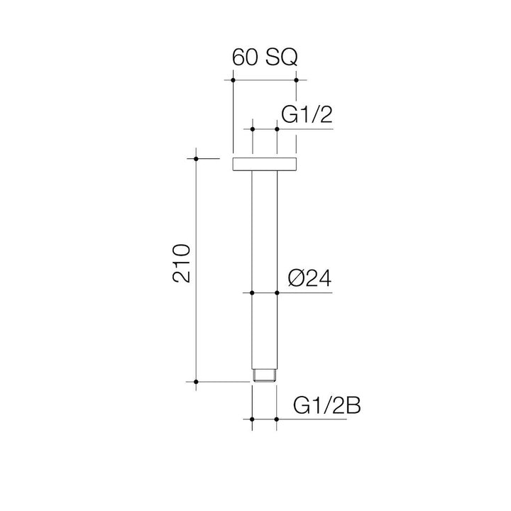 Caroma Luna Straight Arm Square Flange 210 Brushed Nickel