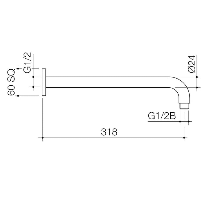 Caroma Luna Right Angle Shower Arm Brushed Nickel