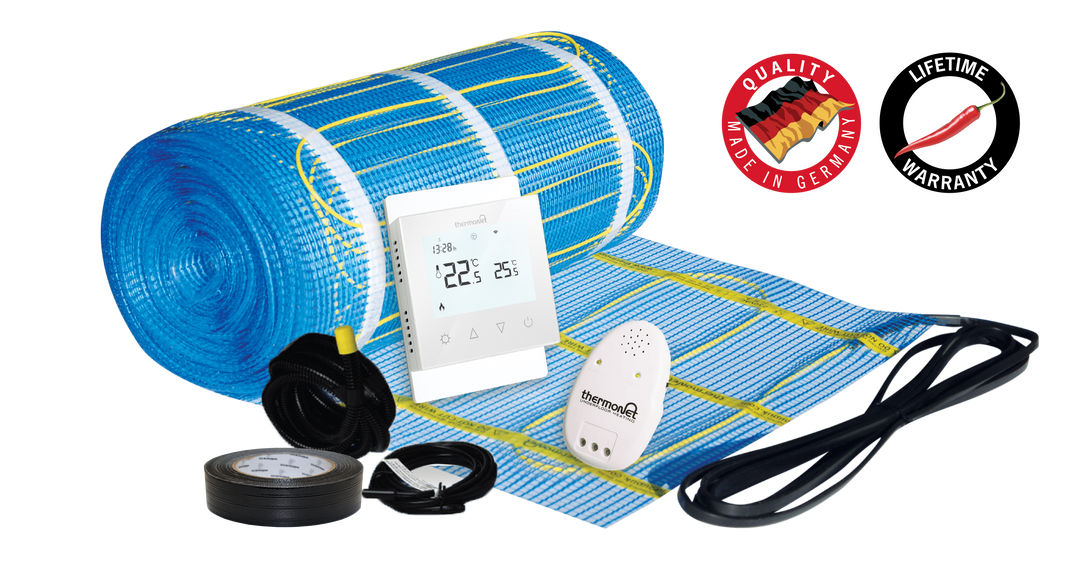 Thermonet 150W/m² Self Adhesive 32x0.5m - 16.0m² 2400Watts Floor Heating Kit Including Thermostat