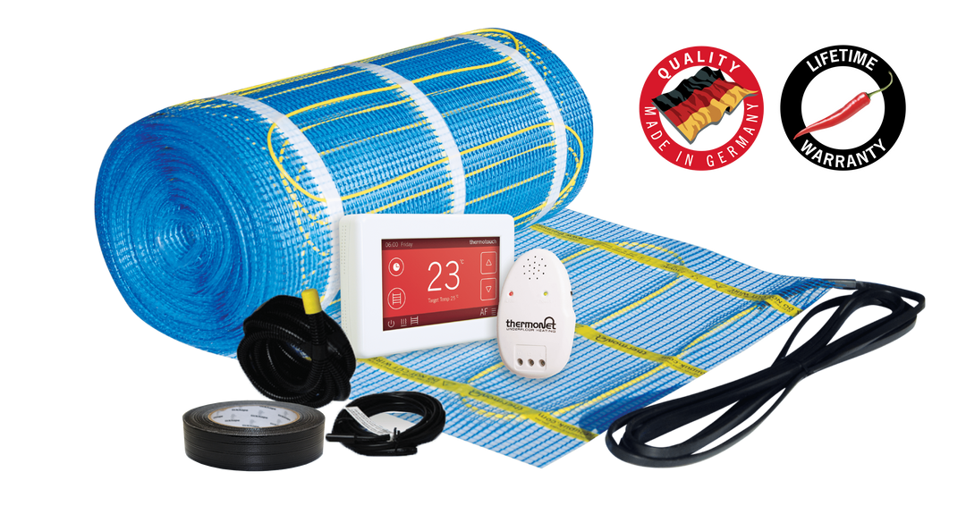 Thermonet 150W/m² Self Adhesive 28x0.5m - 14.0m² 2100Watts Floor Heating Kit Including 5245 Dual Thermostat